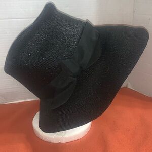 Vintage Black Woven Floppy Hat